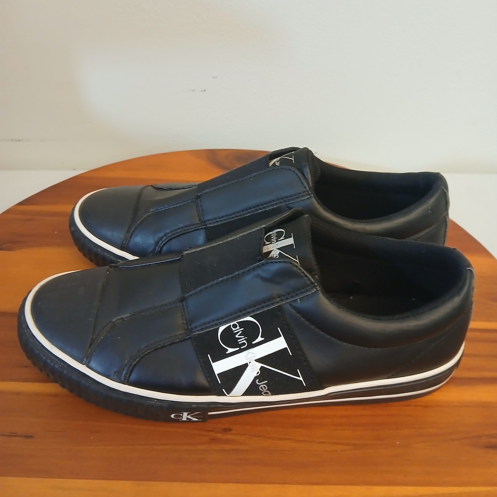 Calvin Klein Slip On‎ Sneakers Mens 7.5 Black Slip On Shoes Casual CMRUAN